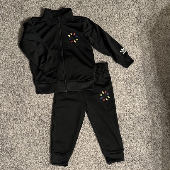 Adidas Black Tracksuit with Multicolor Accents - Picture 1 of 5